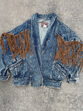 Load image into Gallery viewer, Vintage Women’s Denim Fringe Western Jacket (WS)
