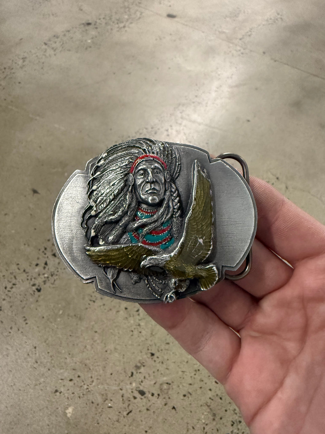 Vintage Native American Eagle Belt Buckle