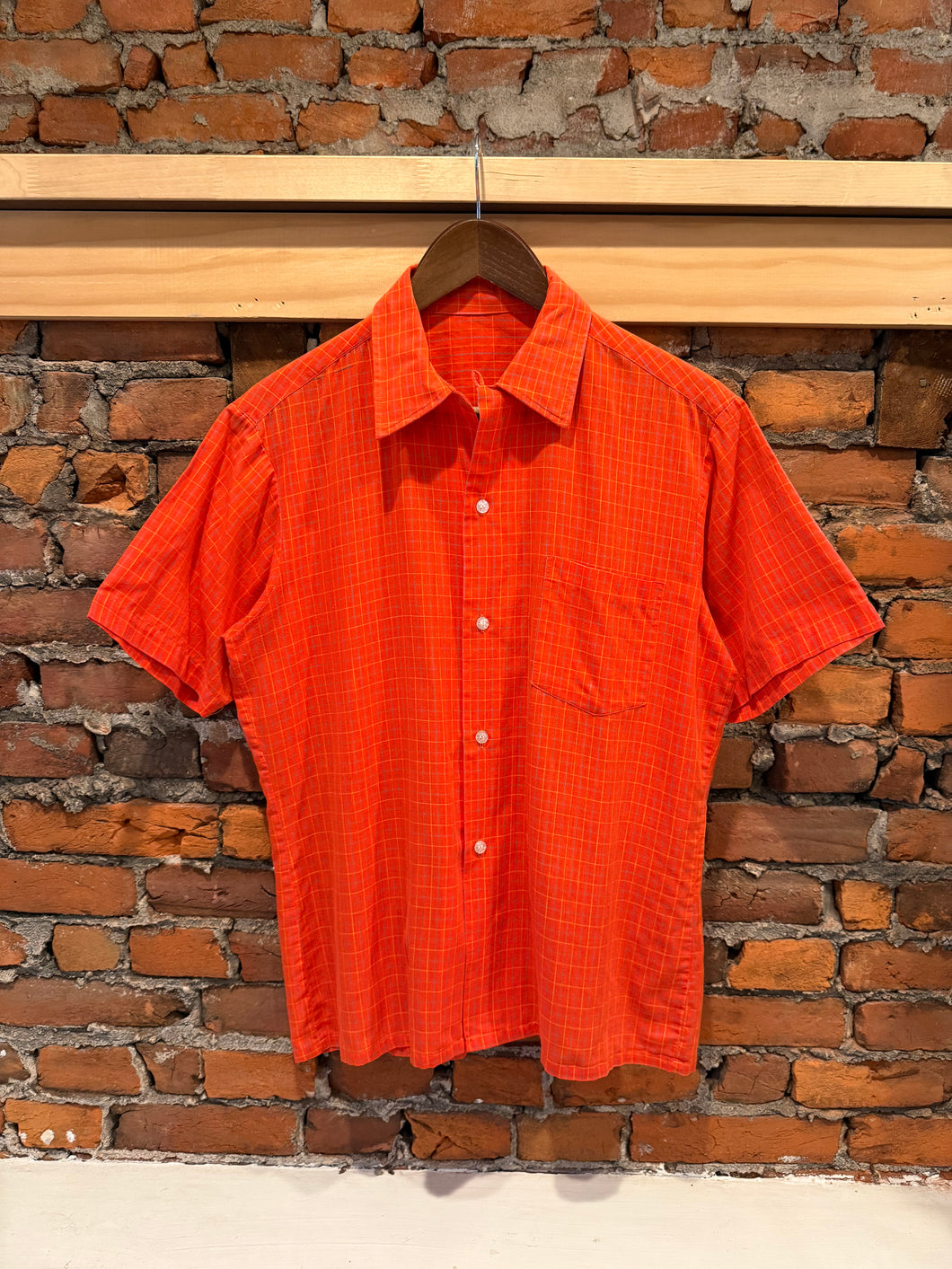 True Vintage Red Striped Loop Collar Button Up Shirt (M)