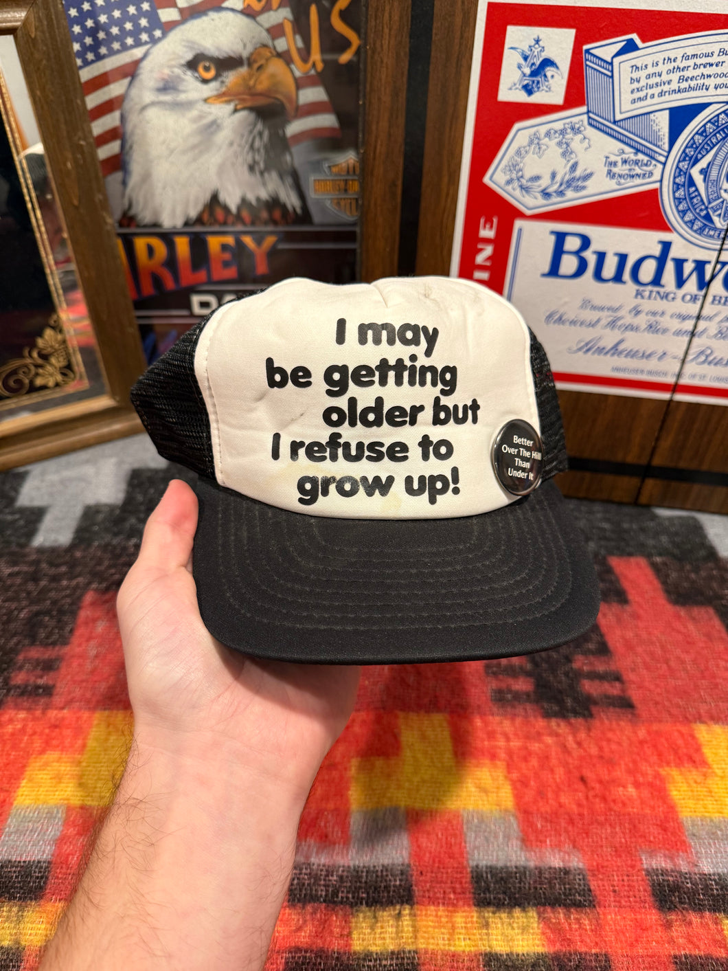 Vintage 80s I Refuse To Grow Up Trucker Hat