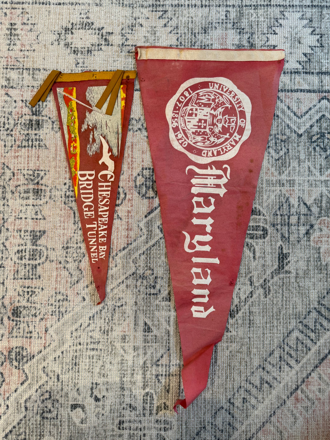Lot of 2 Vintage Pennants - Maryland and Chesapeake Bay