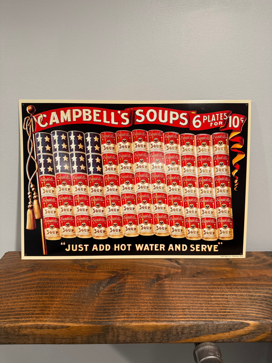 Vintage 1991 Campbells Soup American Flag Metal Sign (16.5x11)