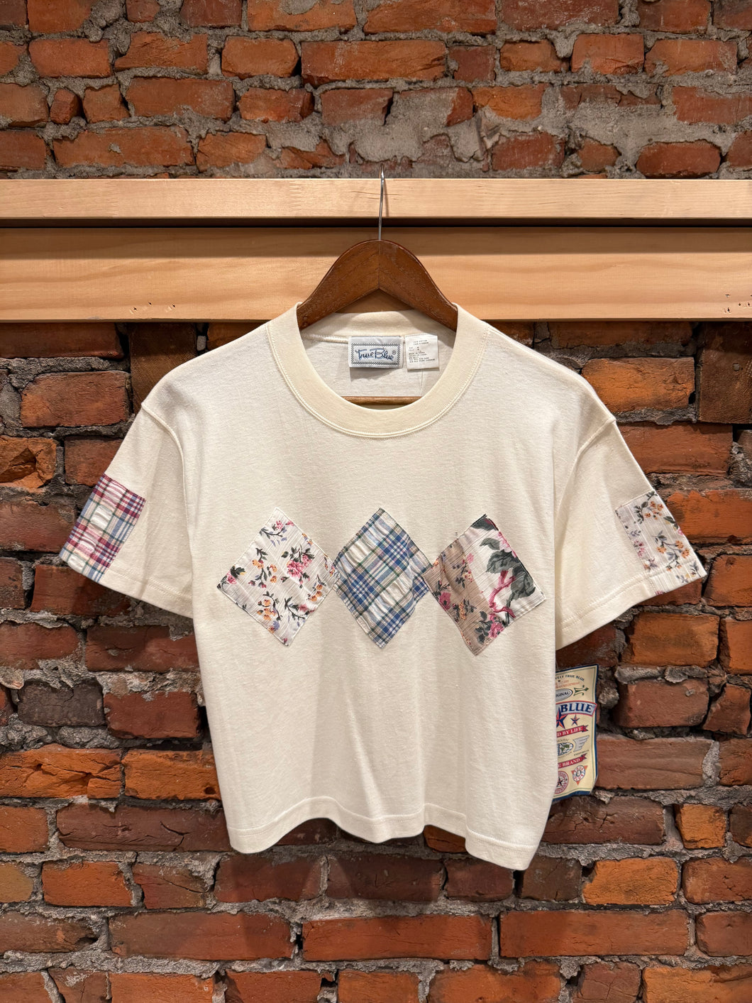 Vintage 90s True Blue Patchwork Shirt (WM)