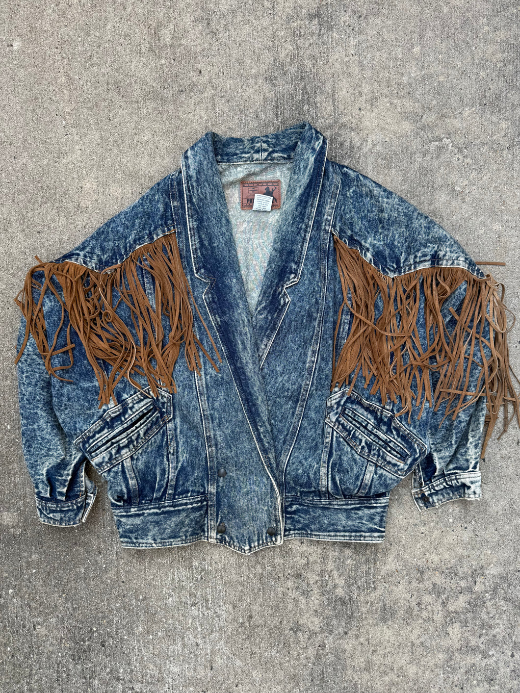 Vintage Women’s Denim Fringe Western Jacket (WS)
