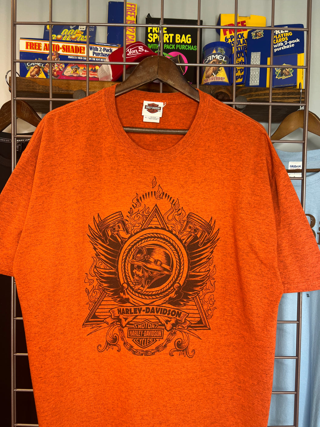 2000s Orange Harley Davidson Double Sided Shirt (XL)