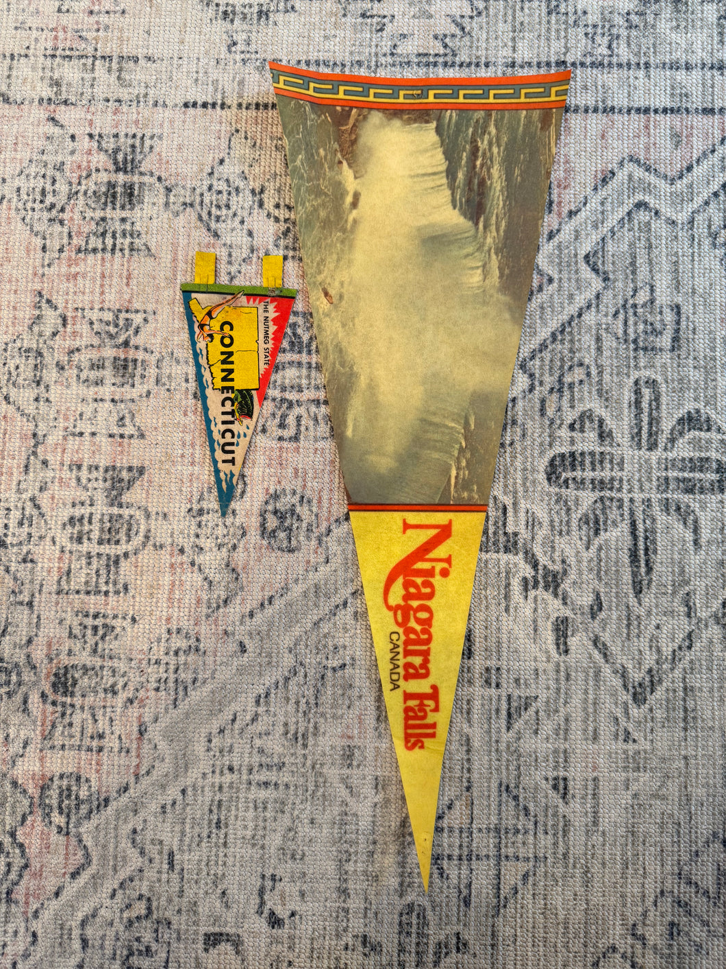 Lot of 2 Vintage Pennants - Niagara Falls and Connecticut