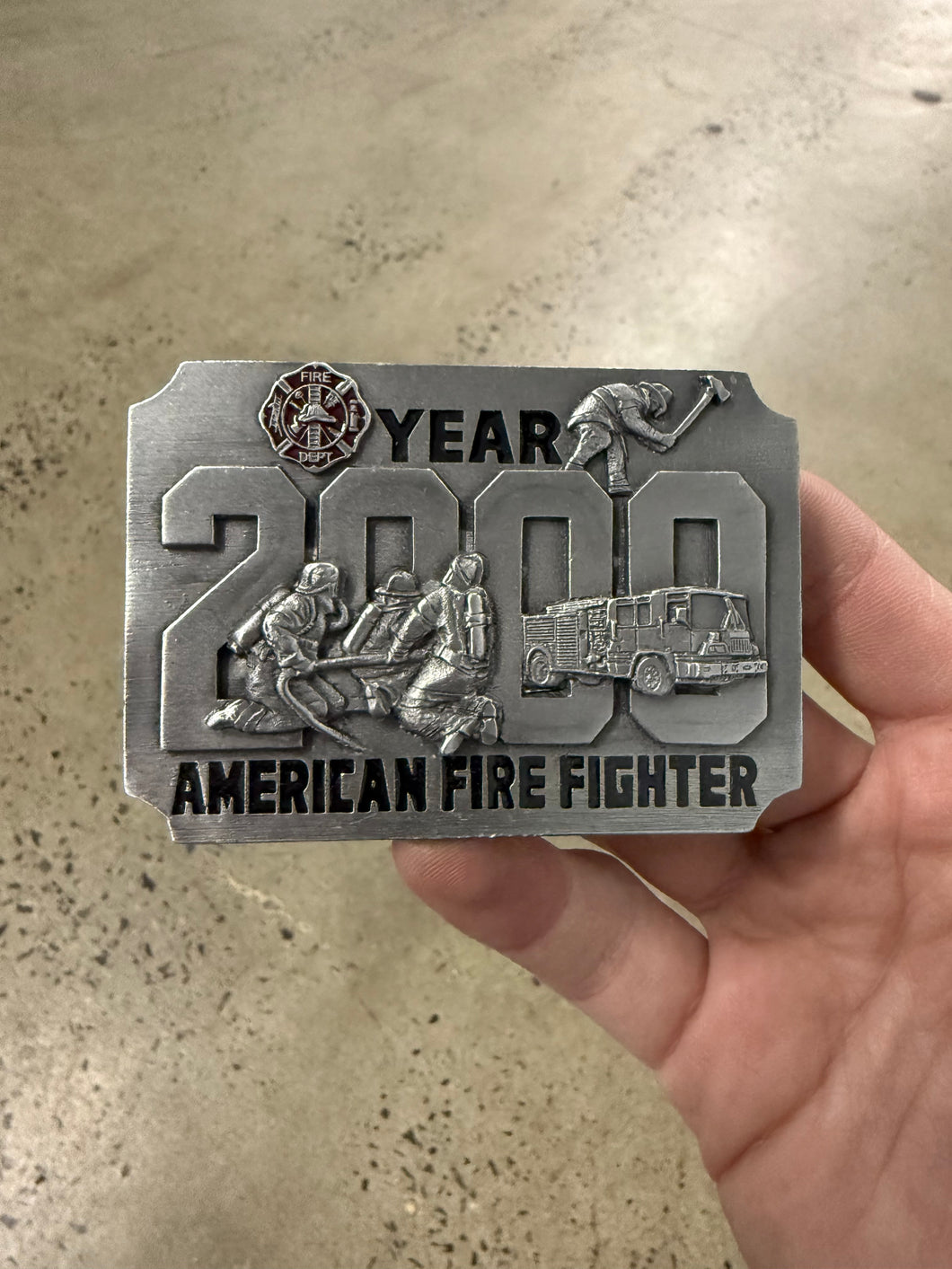 Vintage Year 2000 Fire Fighter Belt Buckle