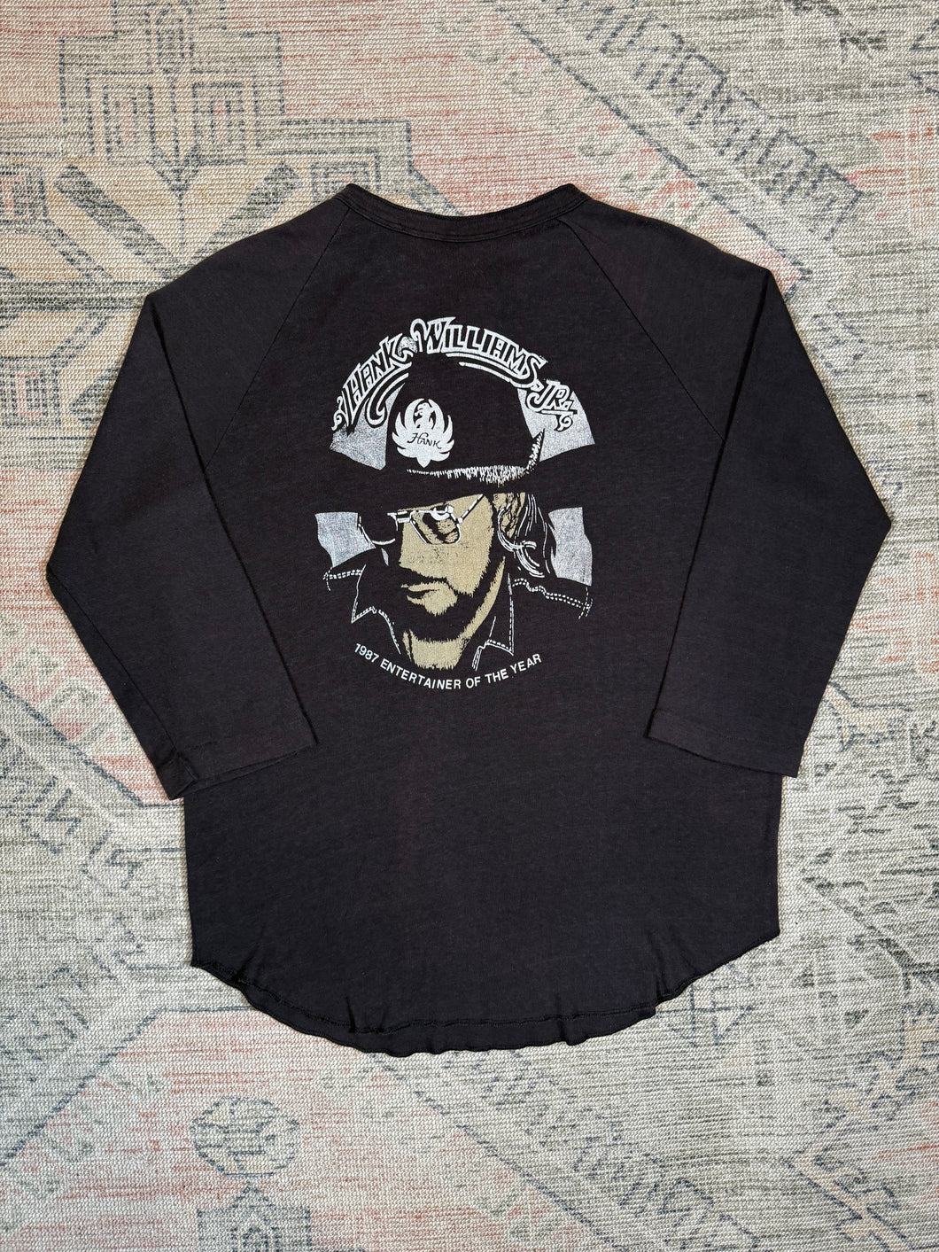 Vintage 1987 Hank Williams Jr Entertainer of the Year Baseball Shirt (M)