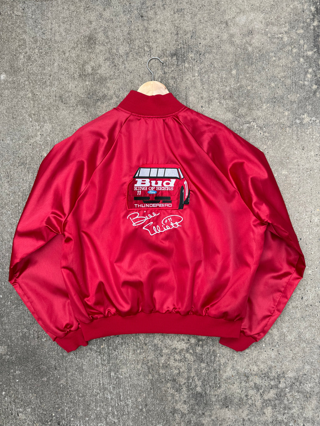 Vintage 90s Bill Elliot Budweiser Nascar Satin Jacket (XL)