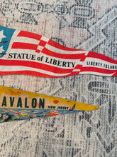 Load image into Gallery viewer, Lot of 2 Vintage Pennants - Statue of Liberty and Avalon
