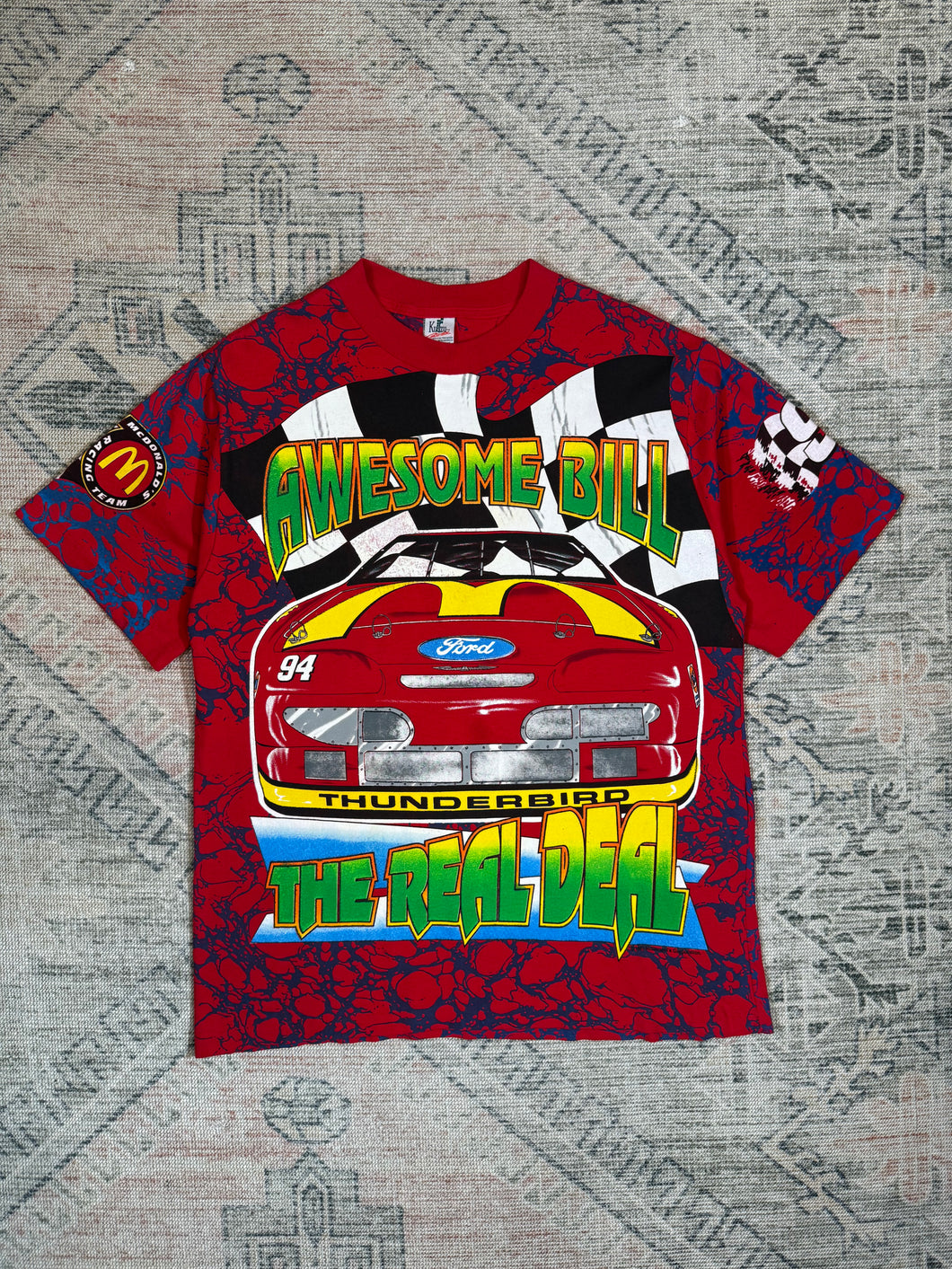Vintage NASCAR McDonalds All Over Print Shirt (XL)