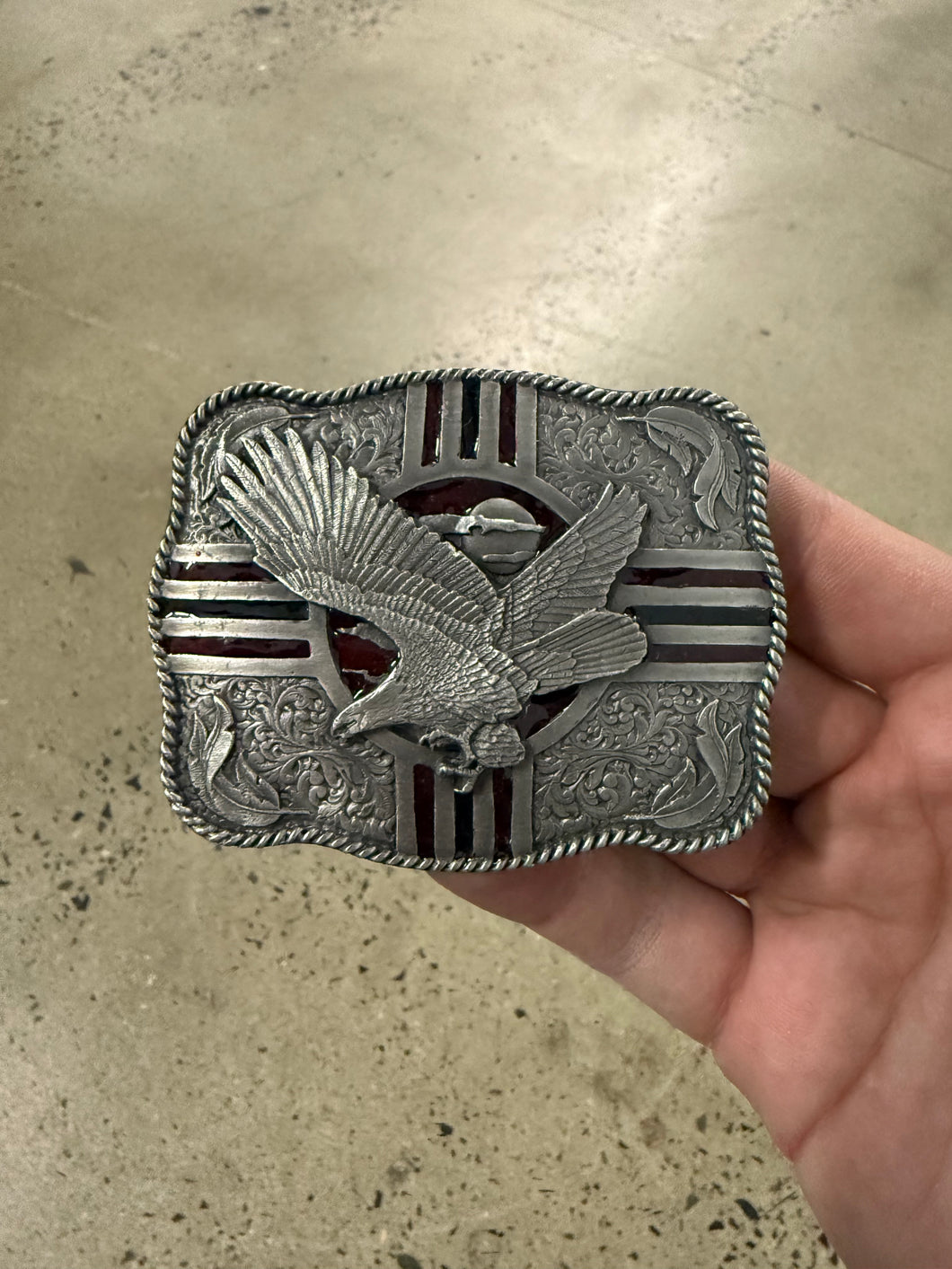 Vintage Nighttime Soaring Eagle Belt Buckle