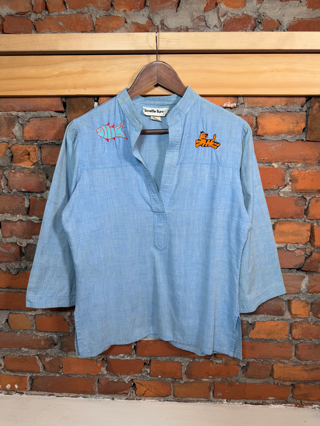 True Vintage Stitched Animal Denim Shirt (Measurements Shown)
