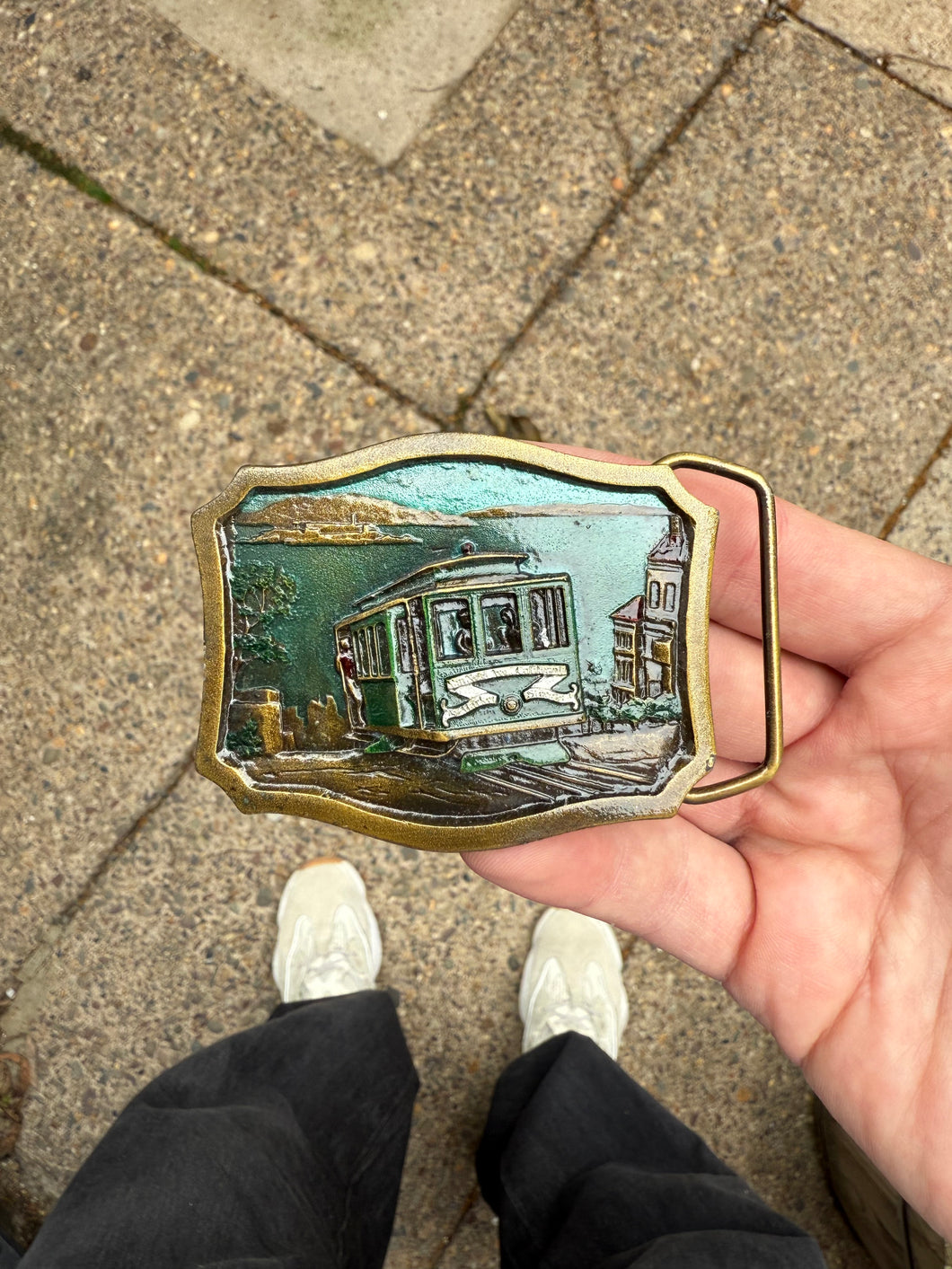 LVintage 70s Cable Car Belt Buckle