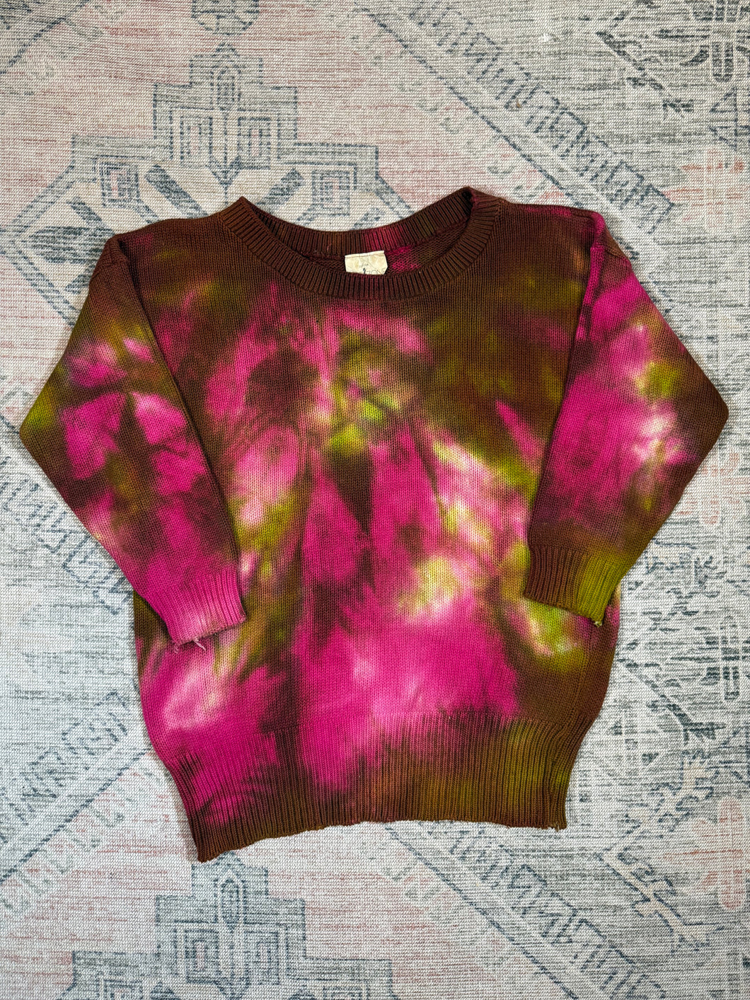 Vintage 80s Time Zone Tie Dyed Sweater (W2XL)