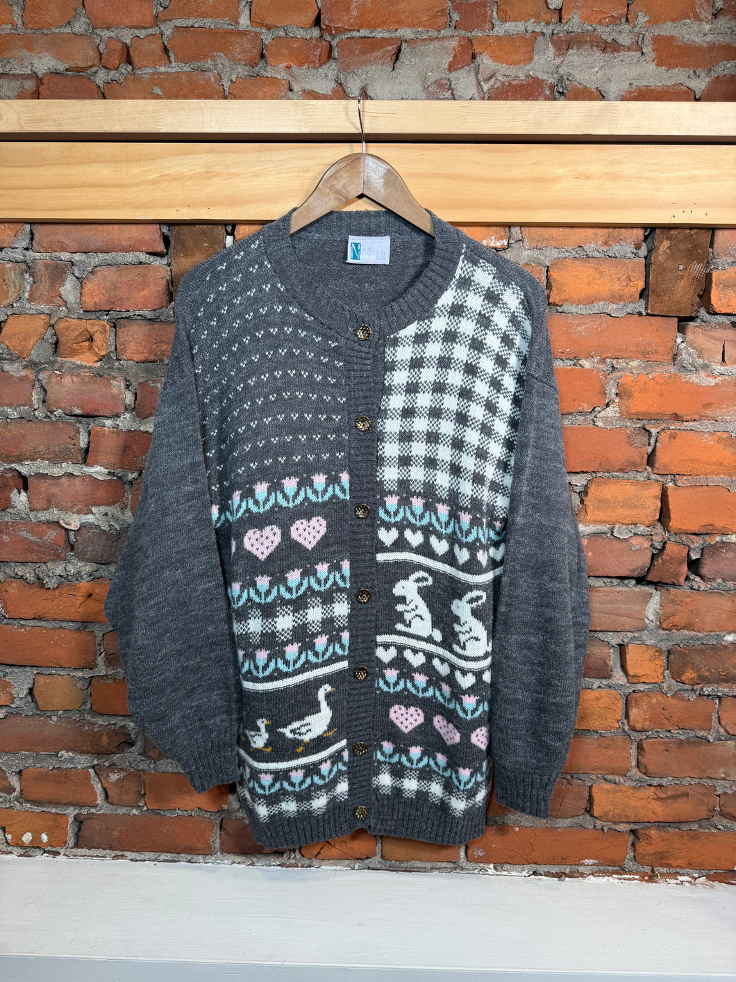 Vintage Spring Bunny and Duck Sweater (WL)