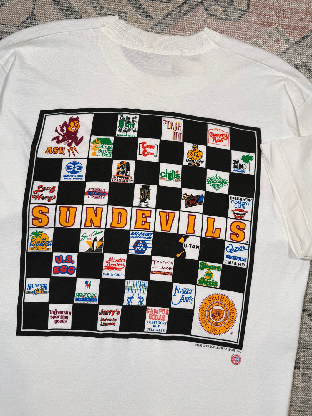Vintage 1992 Arizona State Checker Board Locations Tee (XL)