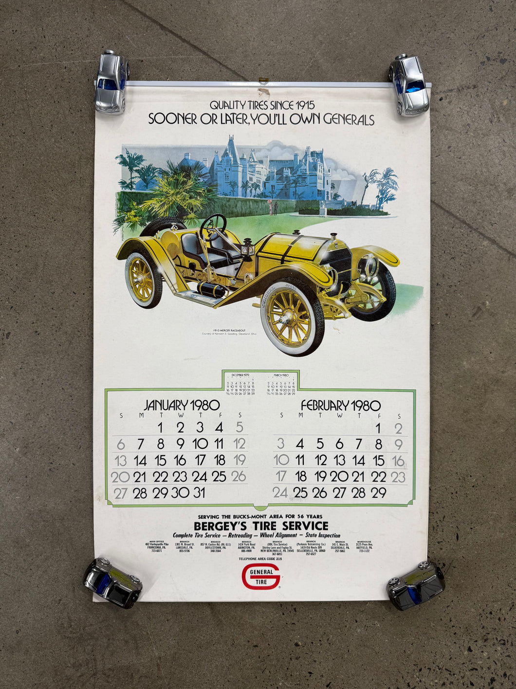 Vintage 1980 General Tire Calendar (17x26.5inch)(Missing Pages)