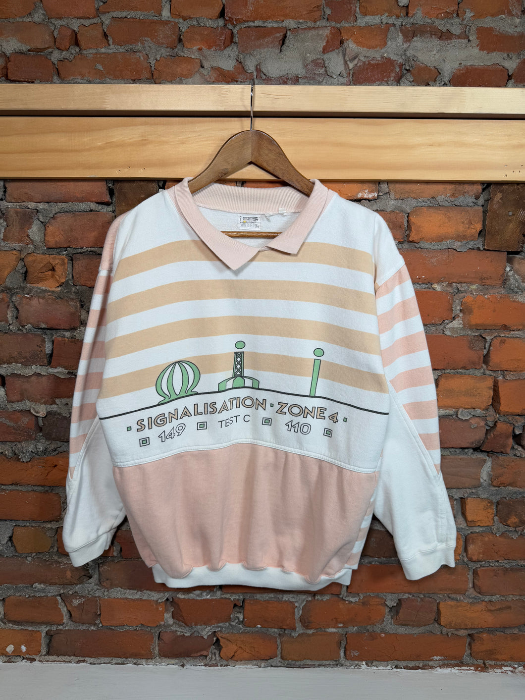 Vintage 80s Striped Novelty Sweatshirt (WS)