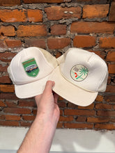 Load image into Gallery viewer, Lot of 2 Vintage 80s White Trucker Hats - Pittsburgh and Tampa
